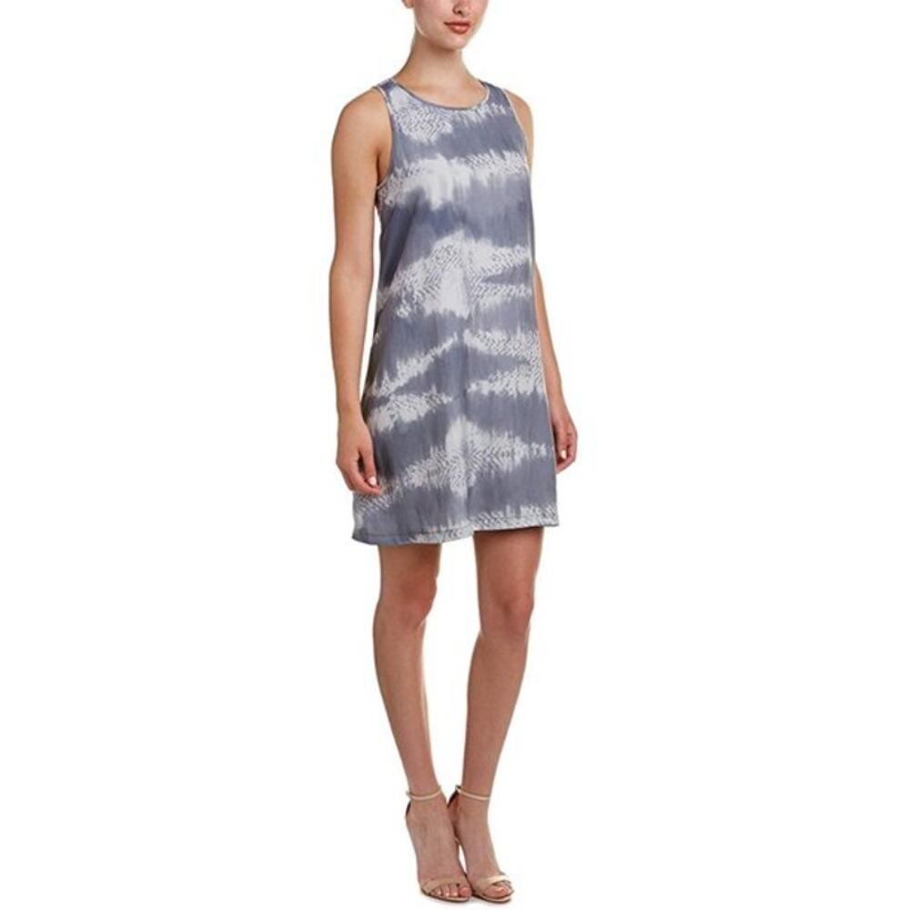Tart Grey Tye Dye Sleeveless Shift Mini Dress Coastal Vacation Feminine Comfy